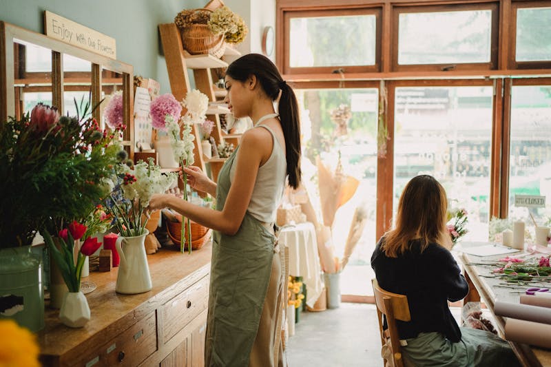 Atelier de création de bouquet entre amis